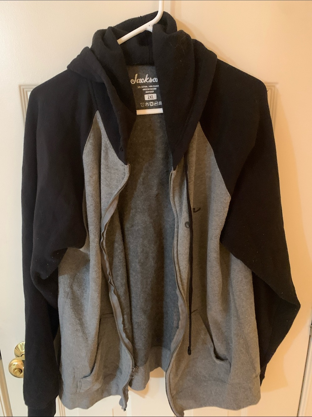 JACKSON Black & Gray Two-Tone Zip Hoodie